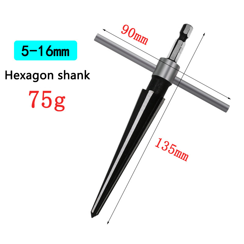 Alésoir conique à tige ronde de 5 à 16mm, outil pour le travail du bois, trou de chanfrein de 3 à 13mm, perçage extensible pour planche de bois, version améliorée 2025: Argent