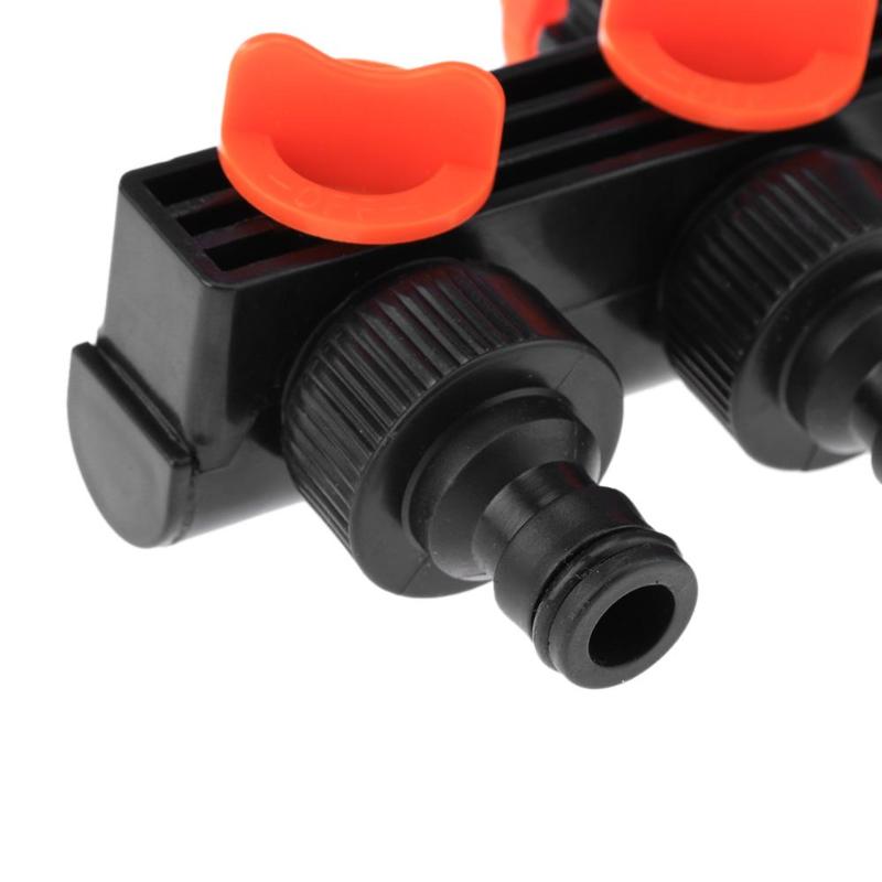 4 Way Faucet Connectors Hose Pipe Splitter Drip Irrigation Garden Watering 3/4 Inch Threaded Inlet 1/2 Inch Fast Connection