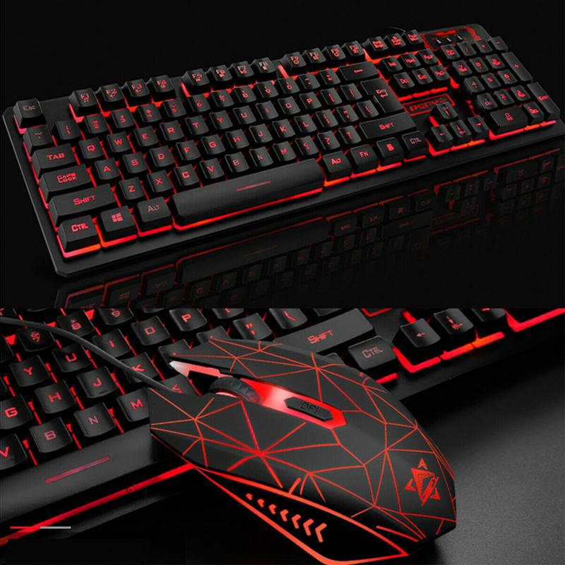4pcs Keyboard Set Pad Home Headset Computer Ergonomic Wired Illuminated Gaming Mouse Desktop USB Backlight Accessories