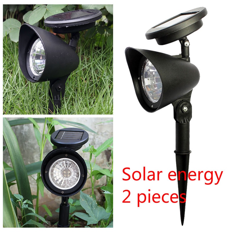 2x 4LED Solar Power Garden Lamp Spot Light Outdoor Lawn Landscape Path Spotlight