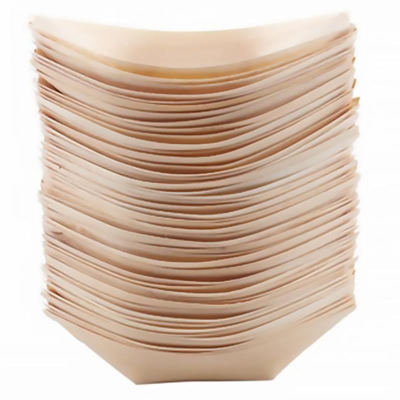 50pcs Wooden Tableware Snack Containers Disposable Food Containers Snack Bowl