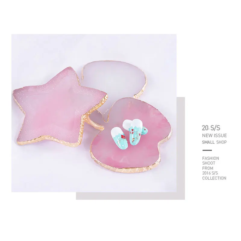 Resin Agate Nails Color Palette For Nails Art Decoration Heart Stars Shape Pink Clear Nail Display Shelf Color Drawing Pallet
