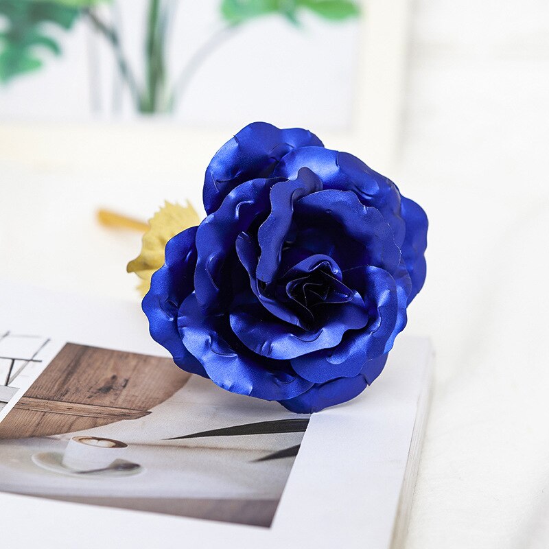 de San Valentín 24K laminada en papel aluminio Rosa oro rosa dura para siempre amor decoración de boda amante Rosa en casa decoración flor: blue