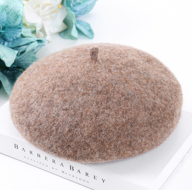BUTTERMERE Women Wool Beret Hat Winter White Artistic Hats Ladies Solid Color Cashmere Soft Female French Painters Hats: Camel