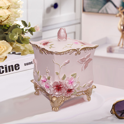 Juego de baño de cinco piezas, accesorios de lavado europeos, Kit de suministros de baño, conjunto de de boda, bandeja de baño, espejo de maquillaje, pañuelos: Cotton swab box
