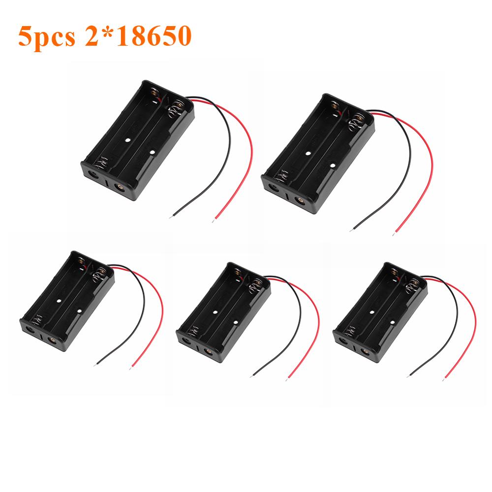 AA 18650 Battery Holder DIY Power Bank Rechargeable Batteries Container 1X 2X 3X 4X Storage Box Case With Wire Pin: 5pcs 2X18650