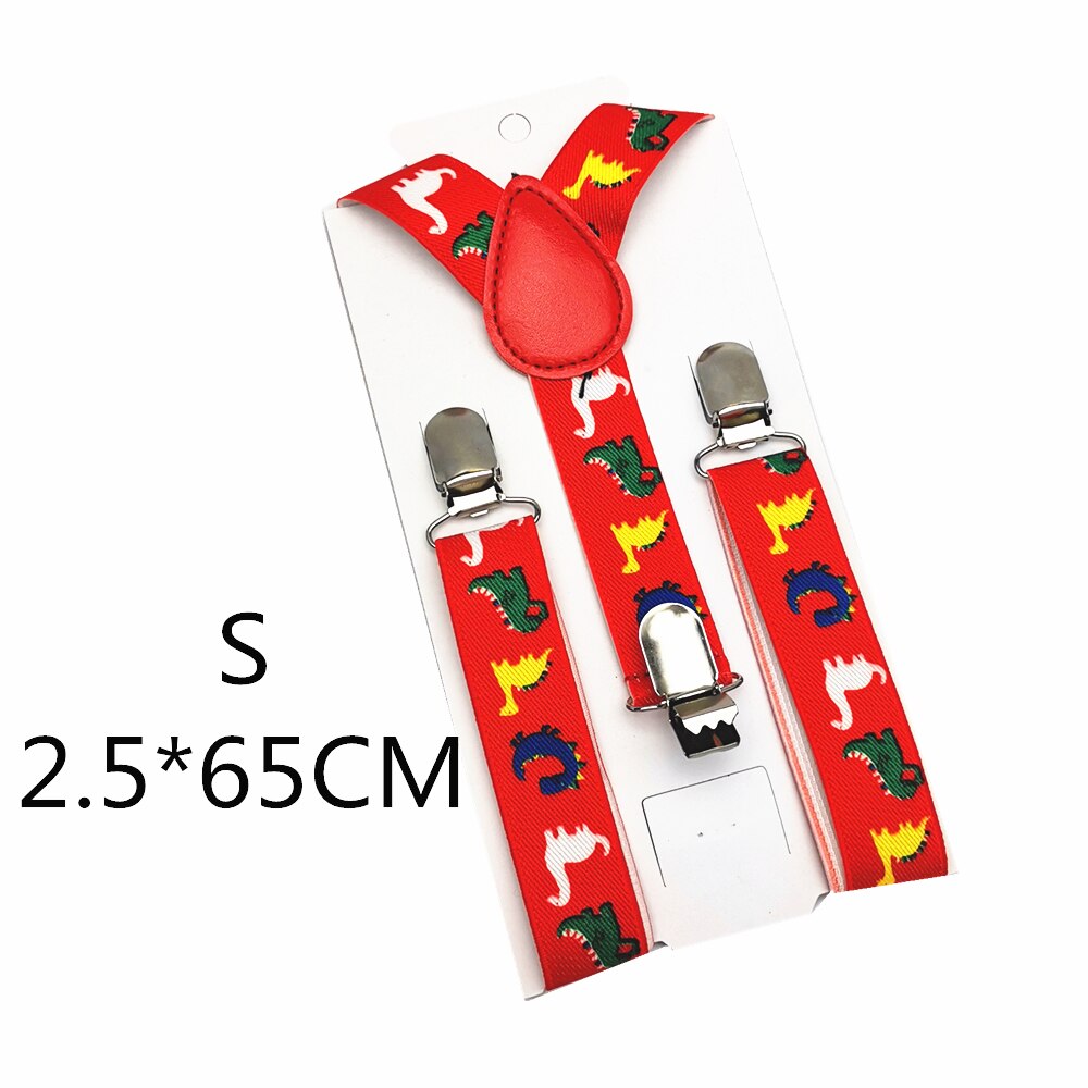 Tirantes ajustables para bebé y adulto, tirantes con Estampado de dinosaurios rojos, 2,5 CM de ancho, 3 clips, para niños, niñas, hombres y mujeres: 65cm