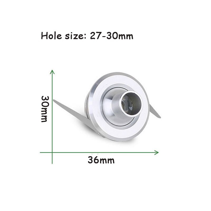 Uds foco LED de 1W Mini led empotrable de techo iluminación ajustable ángulo blanco cálido lámpara del Gabinete bombilla AC85-265V