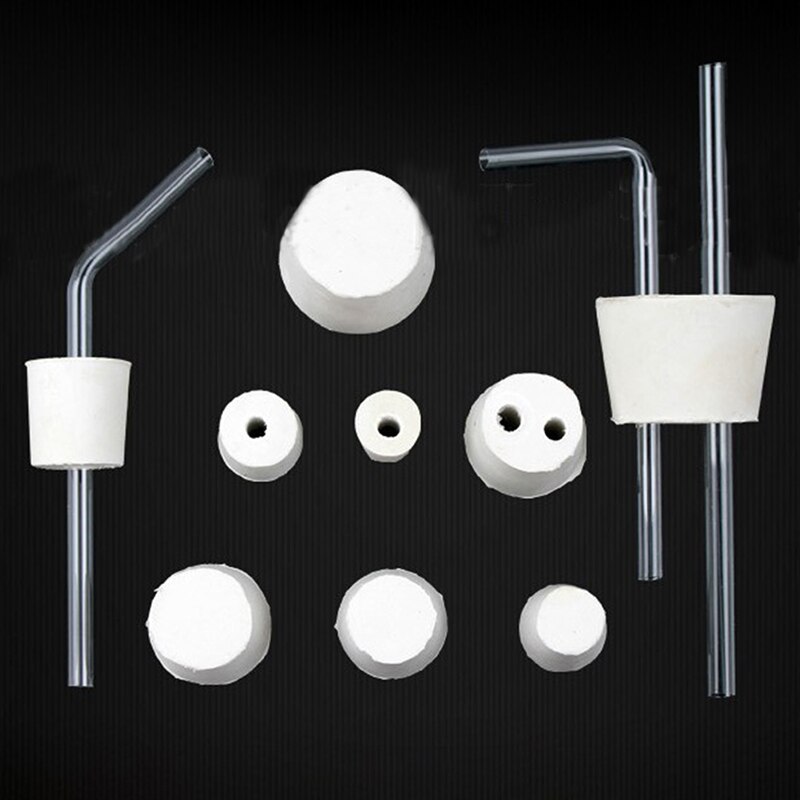 Juego de tapones de goma maciza para laboratorio, tapón de Color blanco, tapón de botella cónica, tapa sellada de tubo resistente al álcali, 5 o 10 Uds.