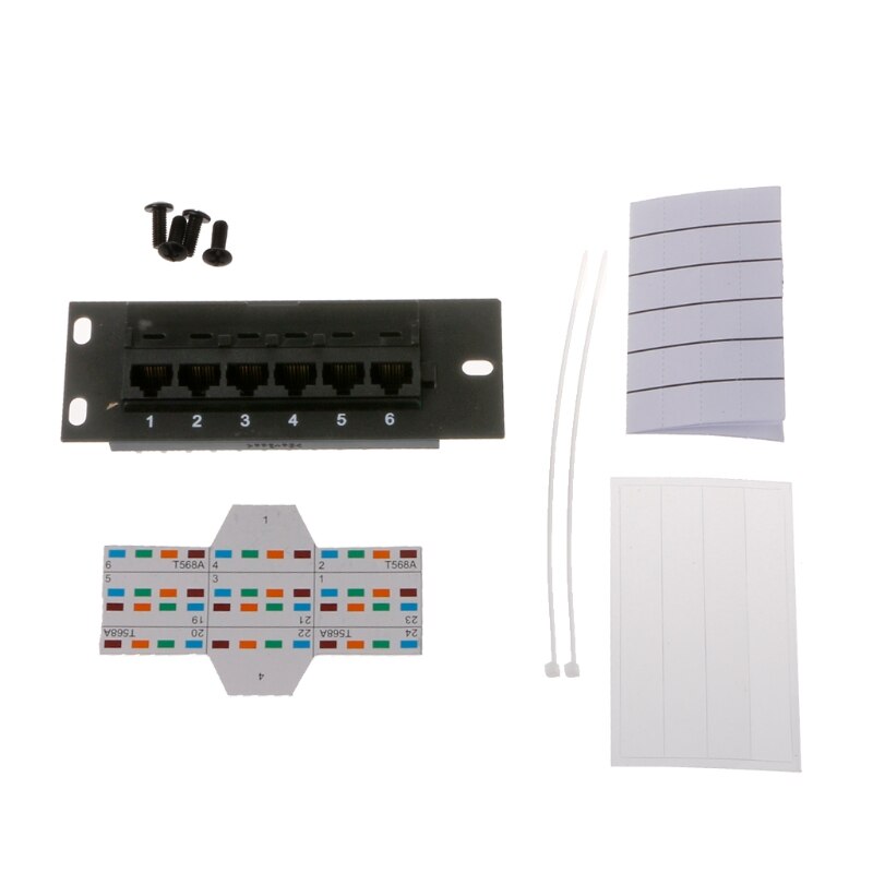 Network Tool Kit 6 Port CAT5 CAT5E Patch Panel RJ45 Networking Wall Mount Rack Mount Bracket