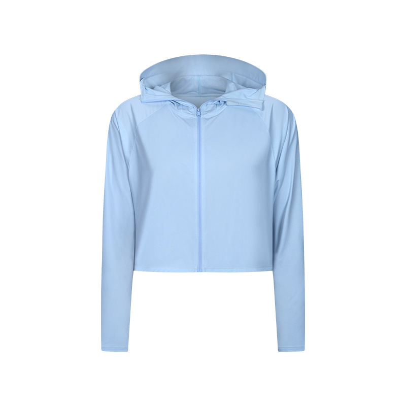 Svokor damen kapuzen-yogashirt mit reißverschluss, langärmliges fitnesstop mit uv-schutz, langärmliges sonnenschutz-laufshirt, gymnastik-t-shirt: Dblue