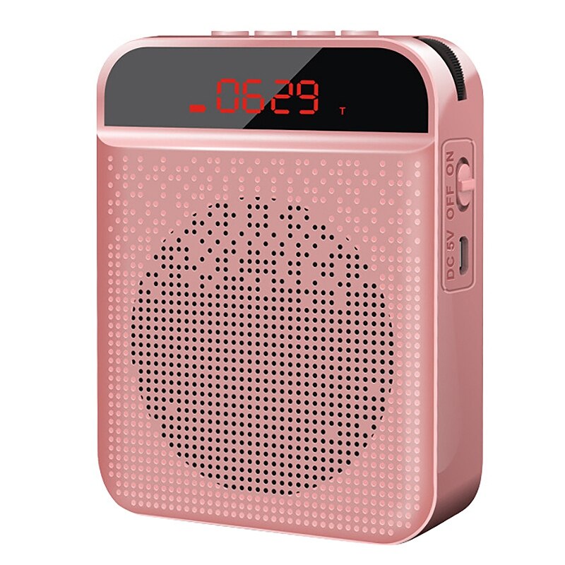 Mini altavoz amplificador de voz inalámbrico micrófono para profesores altavoz soporte TF tarjeta FM Radio: Pink