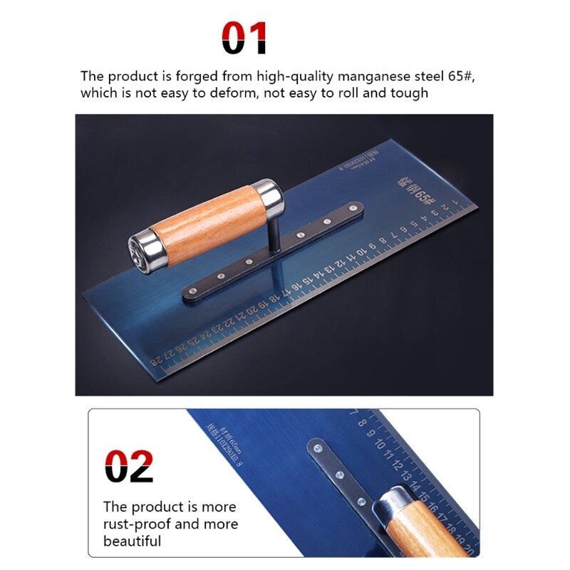 Metal Stainless Steel Wooden Handle Plastering Coat Float Trowel Structure Concrete Spatula Tool 28x11x11.5/28x10x11cm M4YD