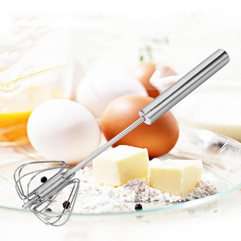 304 Roestvrij Semi-Automatische Eiklopper Garde Handleiding Hand Mixer Zelf Draaien Ei Stirrer Keuken Accessoires Egg Gereedschap