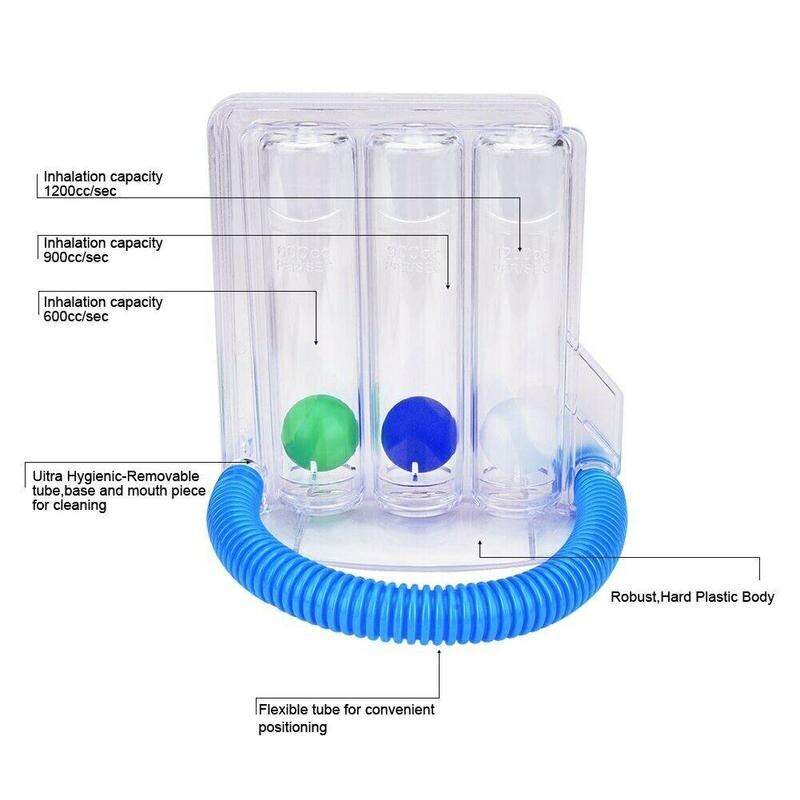 1 Pcs Ademen Trainer Drie-Bal Meter Spirometrie Trainer Longfunctie Exerciser