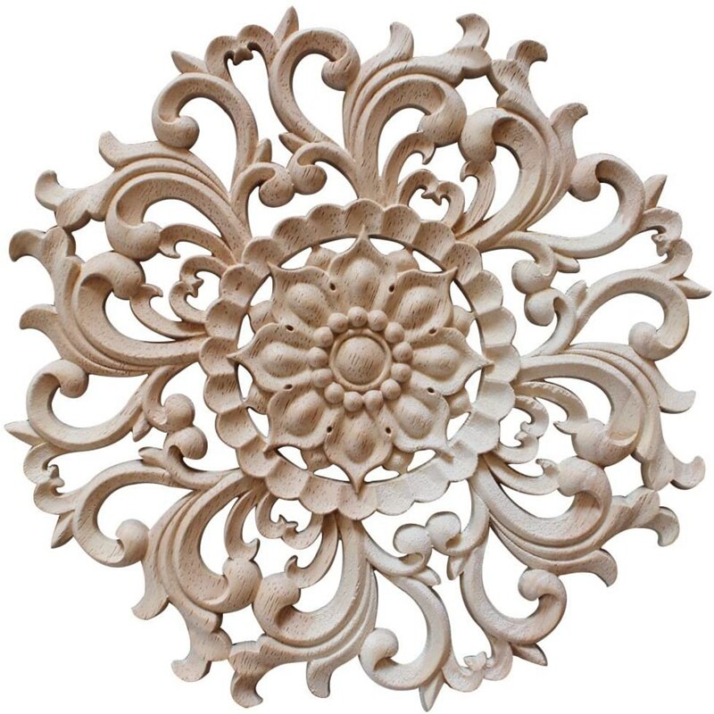 Fashion2Pcs Rubber Hout Ornament Carving Venster Kastdeur Meubels Hoek Decoratie Diameter 15Cm