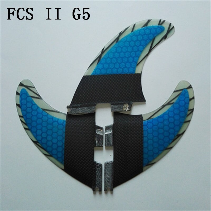 srfda FCS II fins with fiberglass honey comb material for surfing SURFBOARD FINS THRUSTER SET BLUE FCS 2: Blue