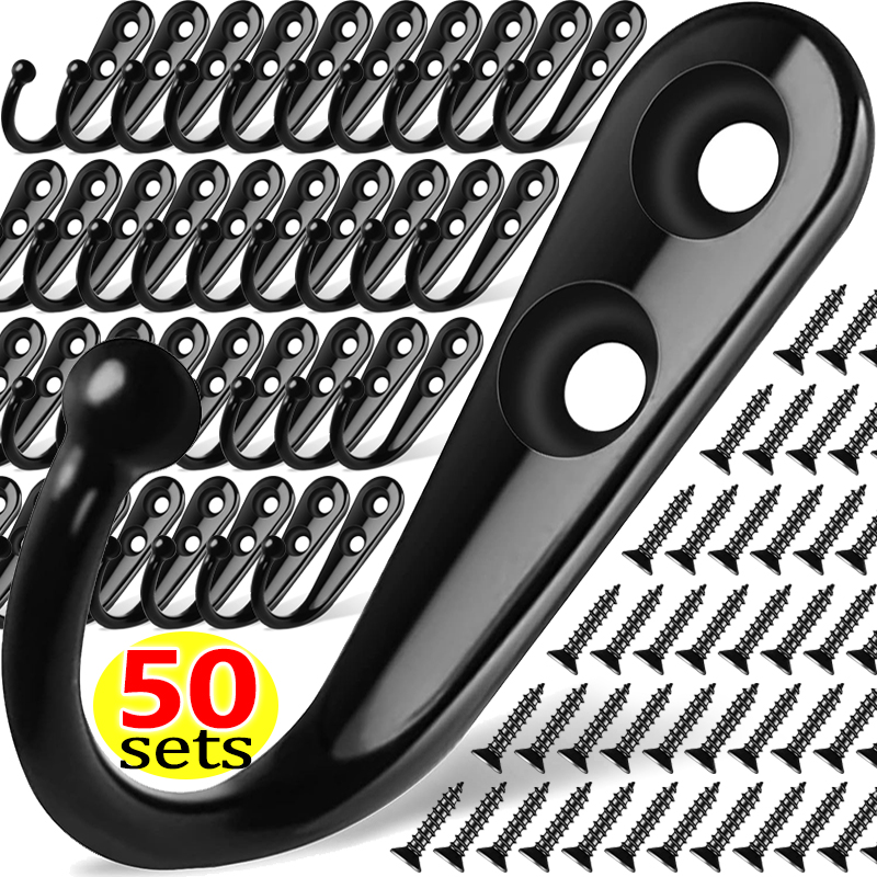 50/1einstellen Legierung Haken mit Schrauben für Mantel Handtuch Taschen Kappen Haken Zauberstab Hängen KleiderbüGel Küche Badezimmer lagerung Gestell Halfter