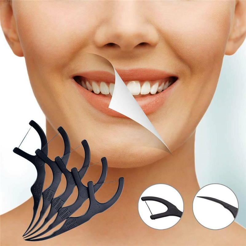 50PCS/Set Dental Flosser L Shape Push-Pull Interdental Brush Toothpick Tooth thread Clean Teeth Floss Brushes Oral Care Tool