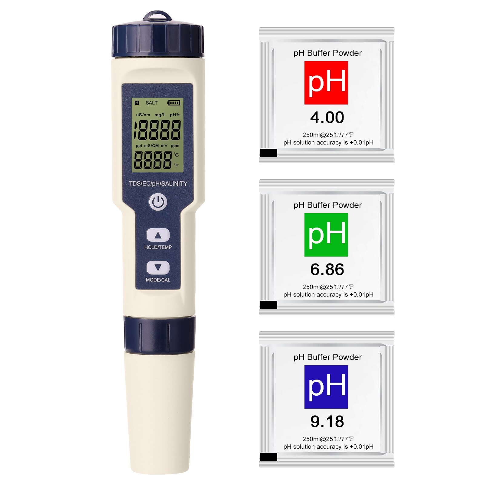 5 in 1 Water Tester Multi-parameter Combo Testing Meter Digital PH/EC/TDS/Salinity/Thermometer Tester