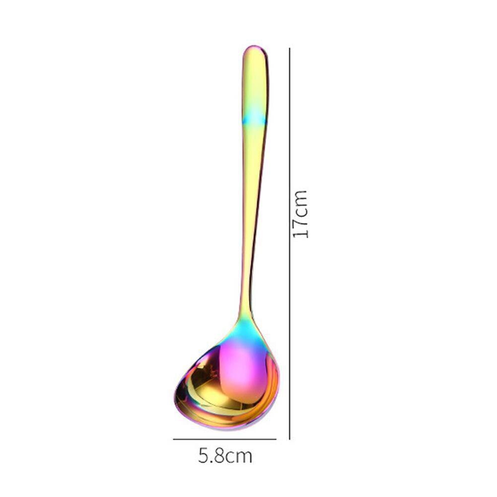 Stainless Steel Soup Spoon for Home Kitchen Cooking Sauce Spoon: Colorful / L