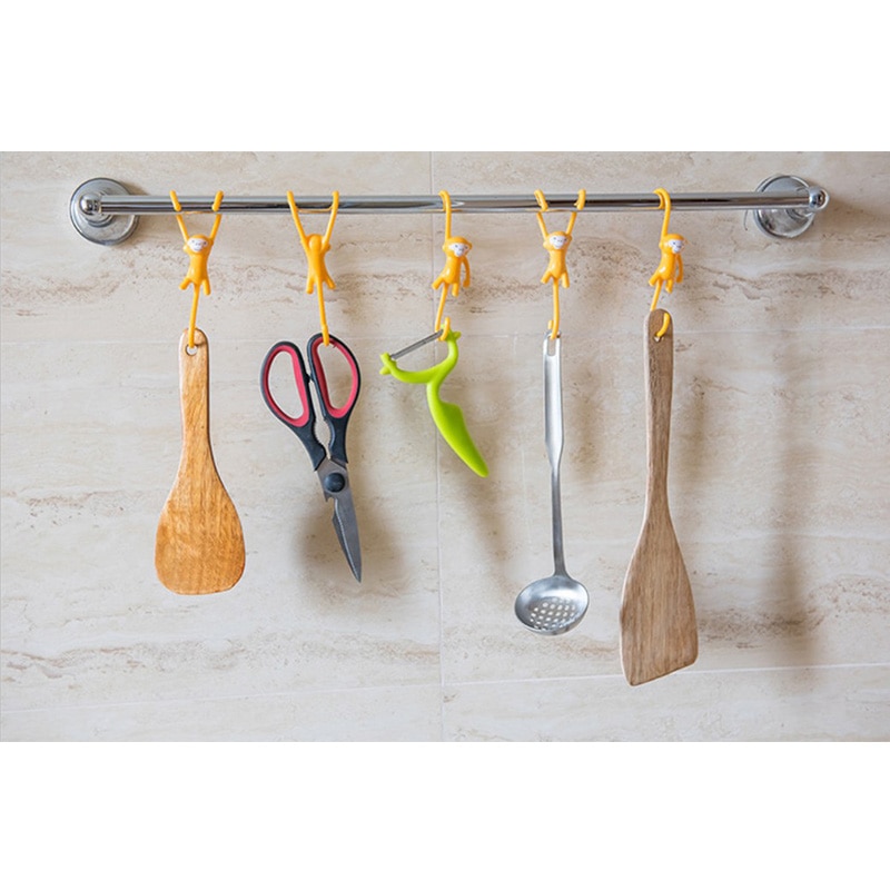 Shaped Key Organizer Hanger Rack Little Monkey Hook Cabinet S-Shaped Single Hand Silicone Rubber Decorative Holder Hook