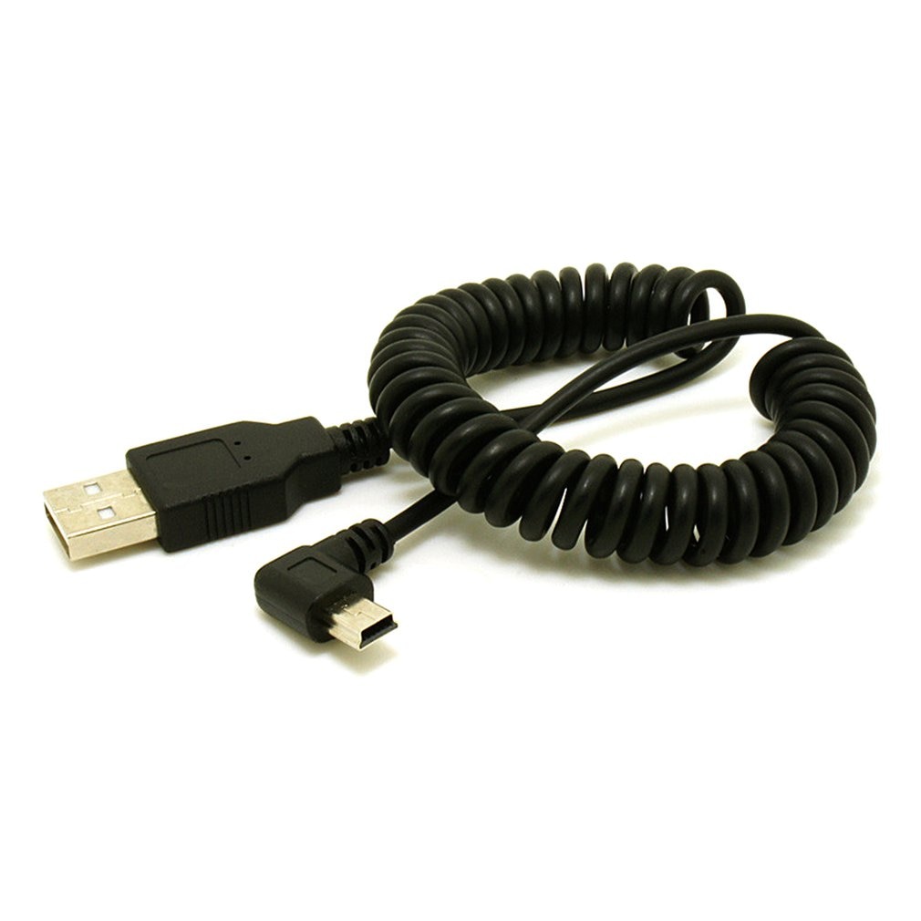 1Pc Usb 2.0 A Male Naar Mini Usb 5 Pin Haaks 90 Graden Spiraal Coiled Adapter Cord Kabel 5ft Voor MP3 Spelers Digitale Camera 'S