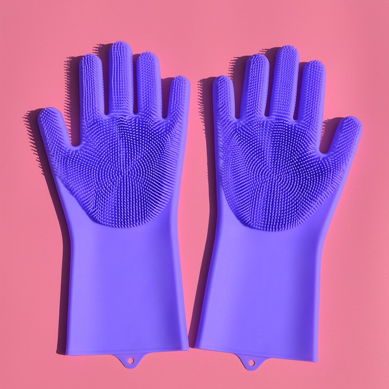 Multi-Functionele Siliconen Handschoenen Siliconen Handschoenen Keuken Wassen Handschoenen Siliconen Oven Verbrandingsbeveiliging Handschoenen Keuken Clean Tool: Purple
