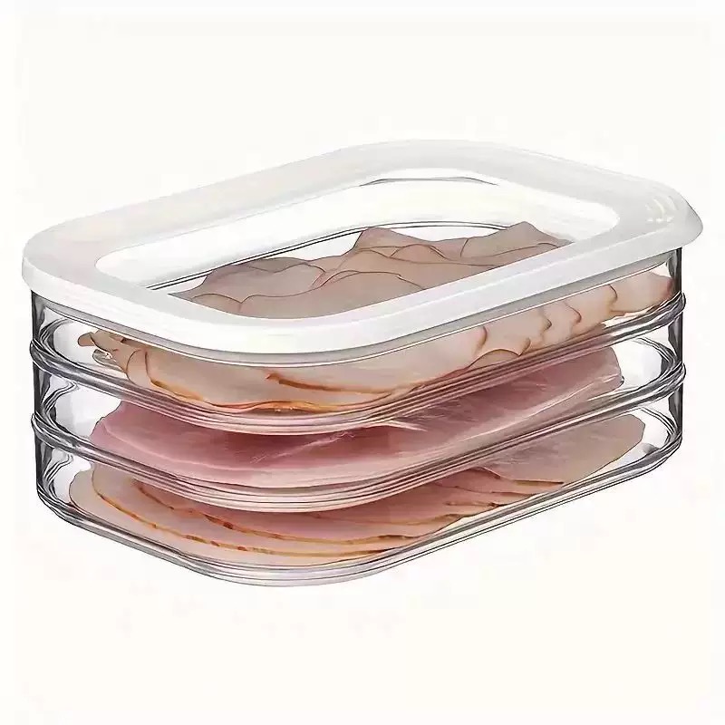 Fleischbehälter für den Kühlschrank, Speck, Mittagessen, Fleischbehälter für den Kühlschrank, Essenszubereitungsbehälter, stapelbare Aufbewahrungsboxen für Lebensmittel mit Deckel: Dark Khaki