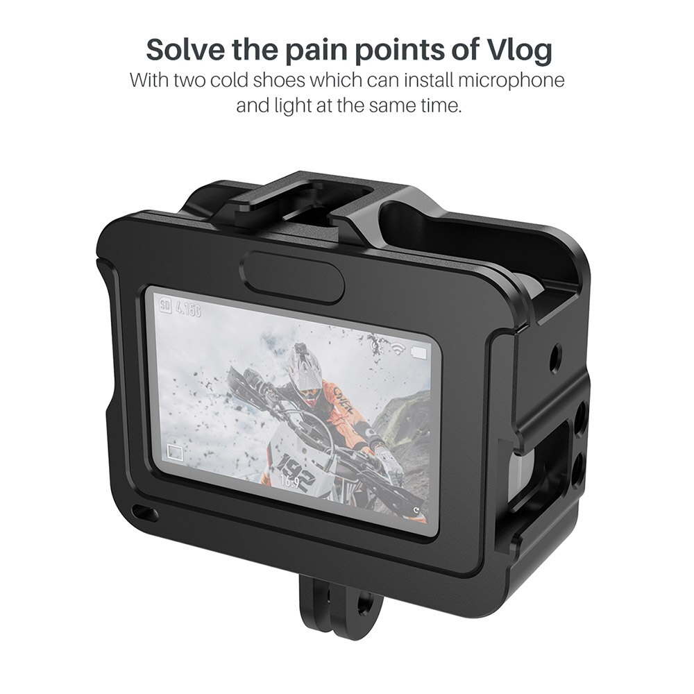 Ulanzi oa -1 vlog metalen camerakooi vlog case met cold shoe voor dji osmo action camera voor microfoon met led-lampje