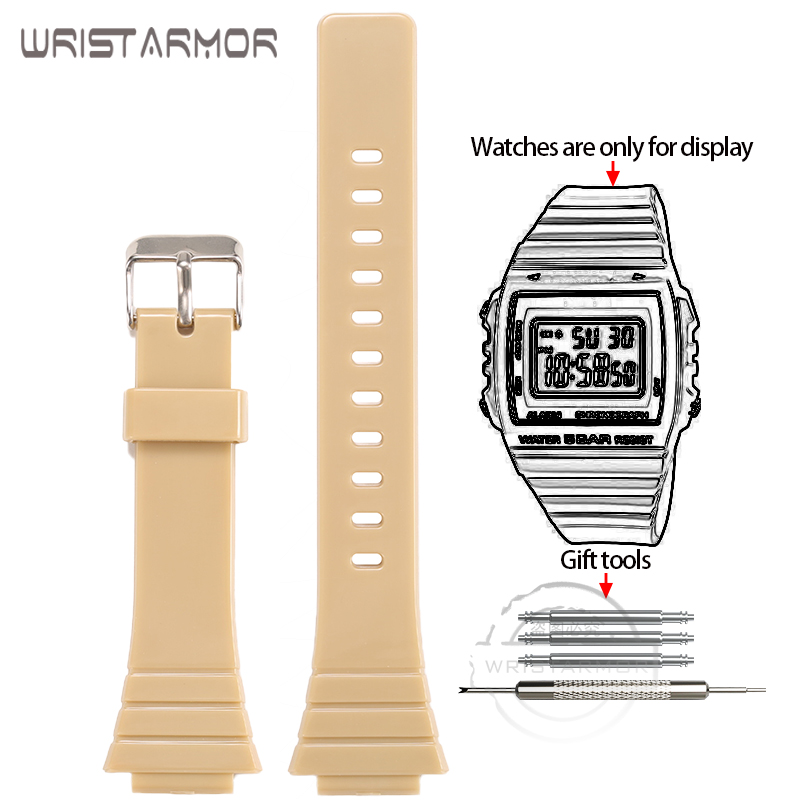 Harz-Uhrenarmband für Casio W-215H W215H W-217H F105W F108WH Uhrenarmband Ersatzarmband 18 mm Gummiarmband: Olive Flak