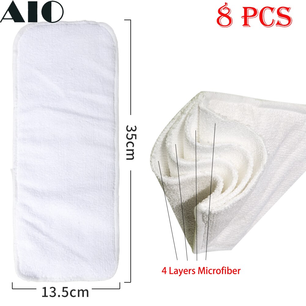AIO Baby Nappies Microfiber Liner Fast Dry Absorbent Multilevel Cloth Diaper Inserts Washable Thick Nappy Reusable 4/10/12 pcs: 8pcs YX-NP022