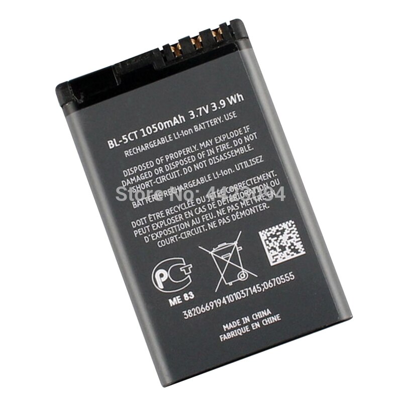 1-5pc 1050mAh Replacement Phone Battery BL-5CT BL5CT Batteries for Nokia 3720 5220 5220XM 6730 6330 6303i C5-02 BL 5CT