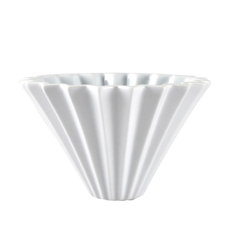 Blomster keramik kaffekop espresso kaffefilter kop origami filter kopper  v60 tragt dryp hånd kop filtre kaffetilbehør: Hvid