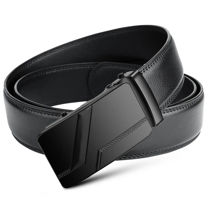 Men's High Belt 110cm 120cm 130cm Luxury Belt, Black Men's Automatic Buckle Jeans Men's Belt Suit Belt