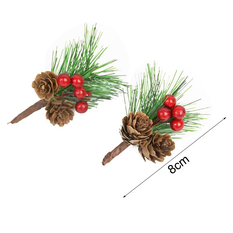 5pcs Christmas Artificial Flower Branches Red Christmas Berry Pine Cone DIY Home Decoration Xmas Party Christmas Tree Ornament
