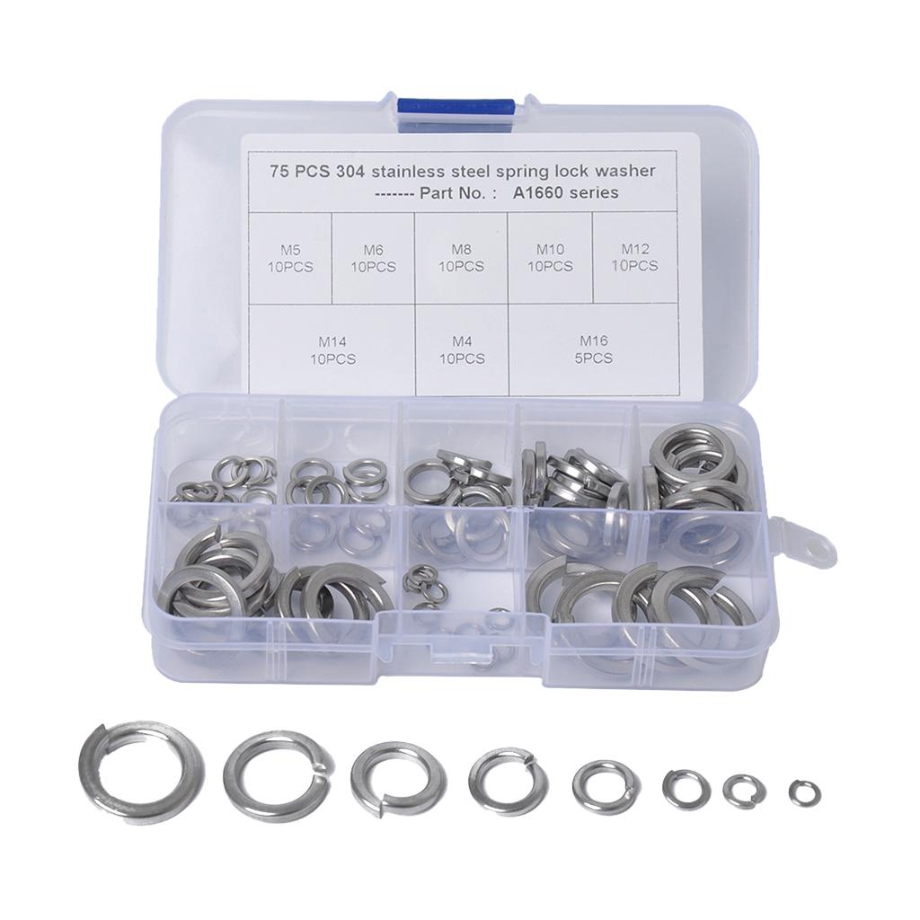 Split Lock Spring Washers - M3//M5/M6/M8/M10/M12/M14/M16 - Stainless Steel