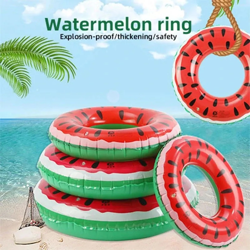 1 pc vattenmelonmönster badring för vuxna barn uppblåsbar madrass poolparty simning sommar strand flyta vattensport