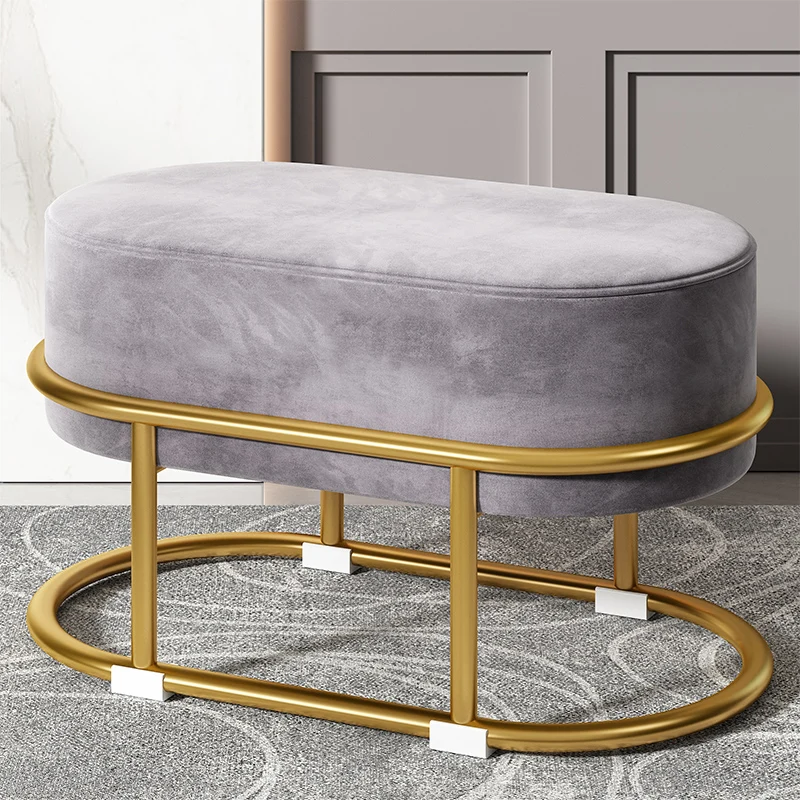 Nordic Metal Step Stool Modern Living Room Decorative Makeup Rectangle Bathroom Foot Stool Pedicure Tabouret Patio chair: Pink