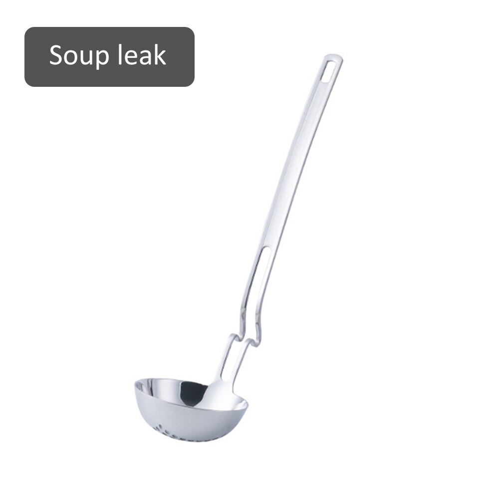 Stainless Steel Wall Spoon Spoon Sub-Long Handle Pot Ladel Spoon Drain Spoon Long-Handled Soup Ladle Leakage: Soup leak