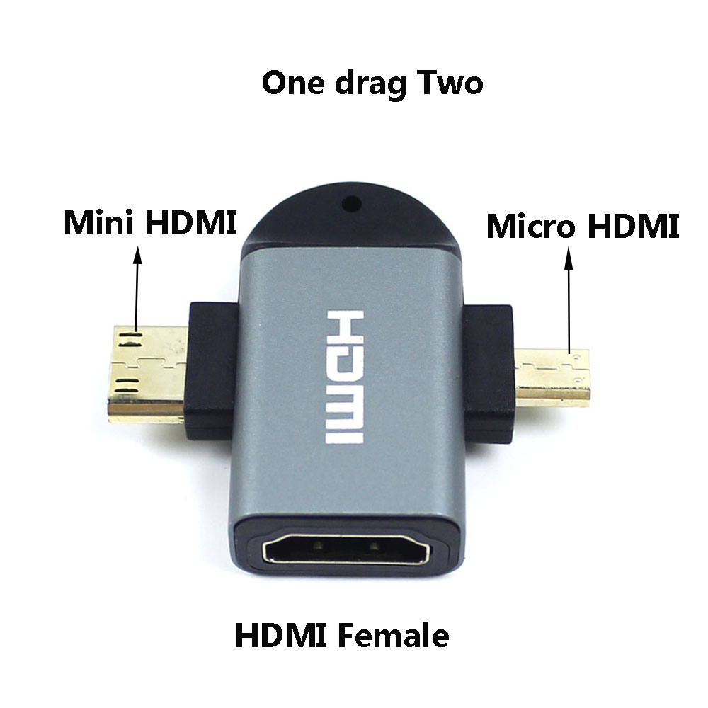 Aluminum Displayport Micro/Mini DP to HDMI-compatible Adapter 4K@60Hz HDMI male to HDMI female For PC Laptop Projector Converter: Lavender