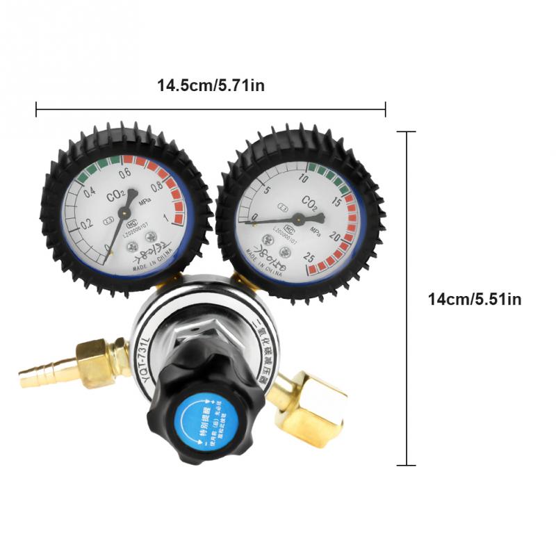 Co2 gasflaske regulator kuldioxid svejsetryk reducering  co2 tryk regulator måleinstrument til gassvejsning