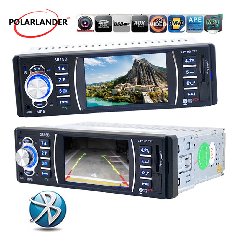 Autoradio Radio cassette player USB,SD,aux in,3.6'' inch TFT HD screen car Radio 1 din in Dash car audio mp5 stereo