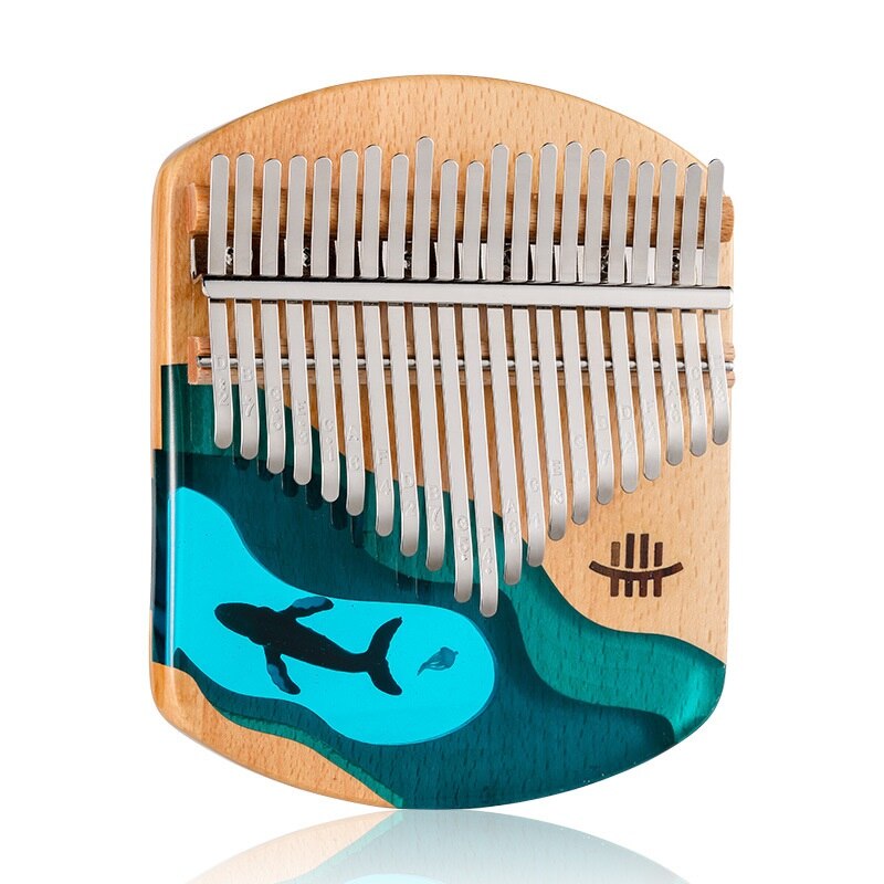 21 Keys Ocean Kalimba Blue Whale Beech Wood Thumb Finger Piano Hammer English User Manual 21 Keys Kalimba Musical Instrument