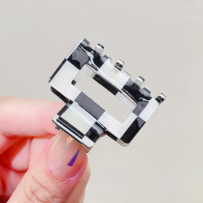 Nuevas mujeres tablero de ajedrez ámbar leopardo geométrico garra de pelo señora temperamento Mini Clip de pelo horquillas accesorio para el cabello de: Azul cielo