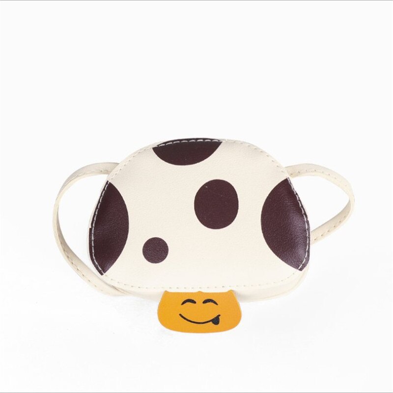 Mini bolso para niños de PU, bolso de hombro para niños, bonito monedero con forma de hongo, monedero para de cumpleaños, Bolso tipo cartera, bolsa de mensajero al por mayor: white