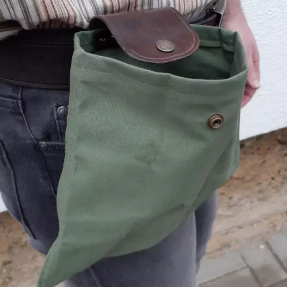 Leather and Canvas Bushcraft Bag Garden Fruit Picking Bag Outdoor Camping Storage Bag Waist Hanging Tool Bag