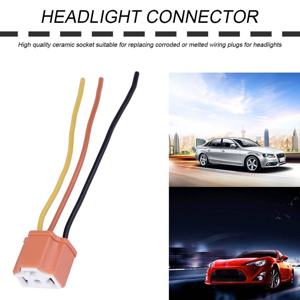 H4 9003 Car Truck Female Ceramic Headlight Extension Connector Plug Light Lamp Bulb Wire Socket Adapter 12V