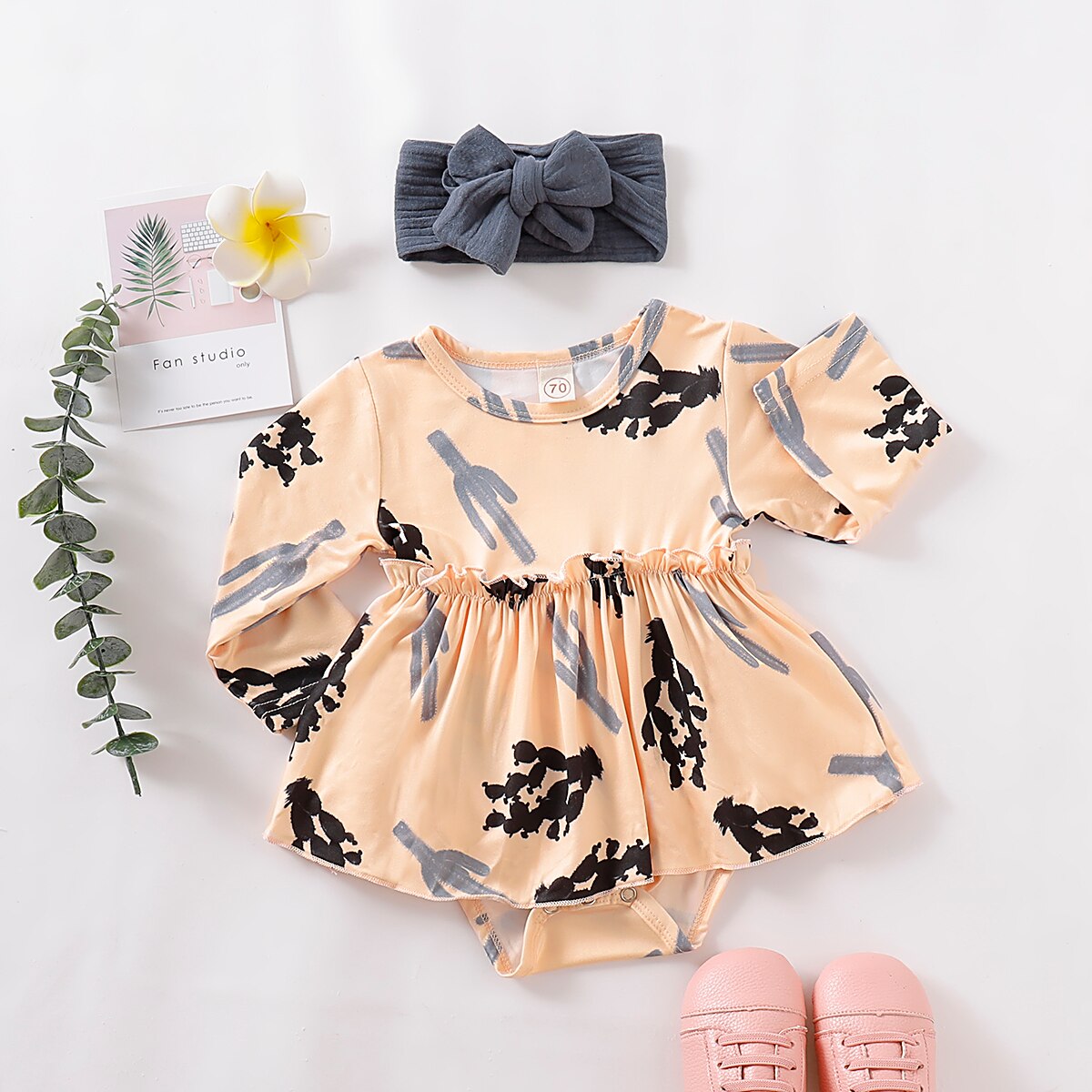 Pasgeboren Baby Baby Meisjes Romper Kleding Met Lange Mouwen Romper Jumpsuit + Hoofdband Kleding Set