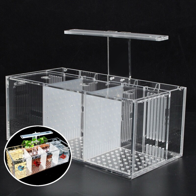 Aquarium LED Acrylic Betta Fish Tank Set Mini Desktop Light Water Pump Filters-Triple